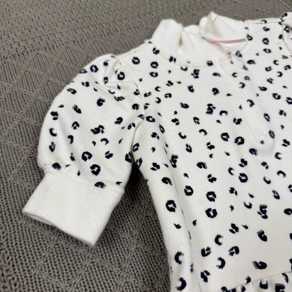 Janie & Jack Animal Print Black & White Short Sleeved Sweatshirt Dress ~ 18/24M - Picture 2 of 11